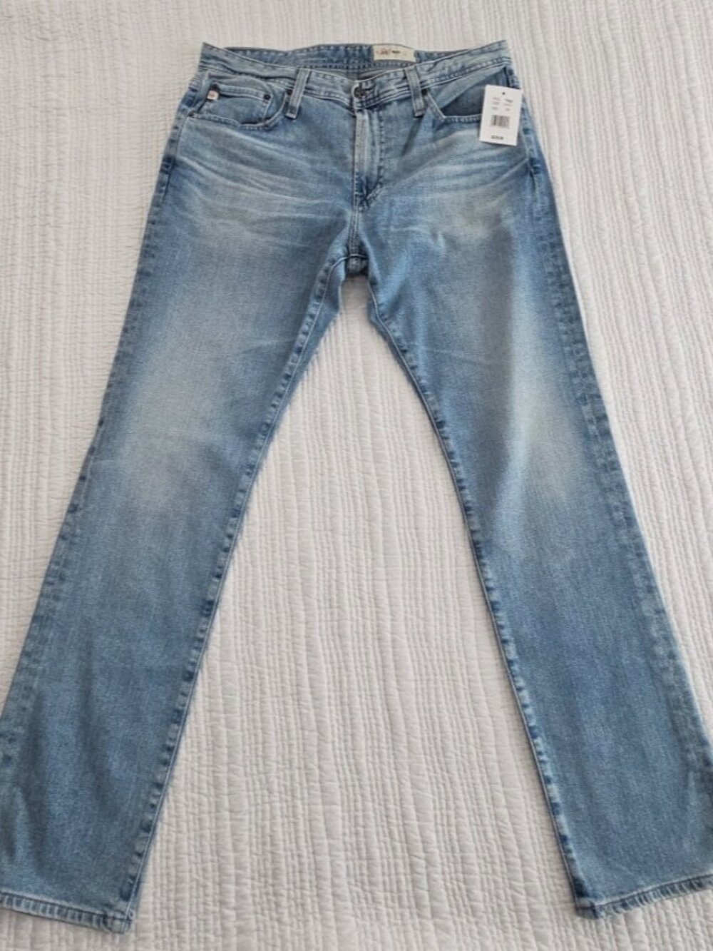 AG Adriano Goldschmied Everett Jeans 34x33 Light Wash NEW Slim Straight Japan